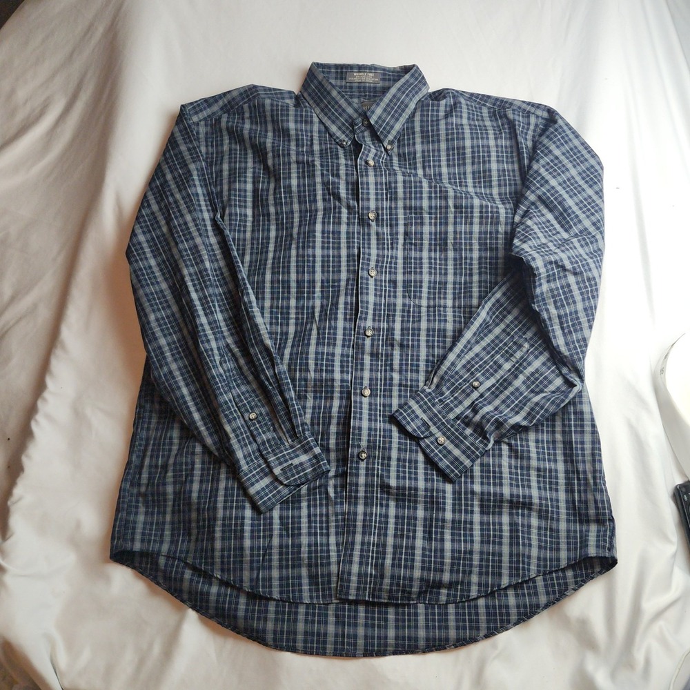 Van Heusen Wrinkle Free Plaid Button-Down Shirt Men's Size Large
